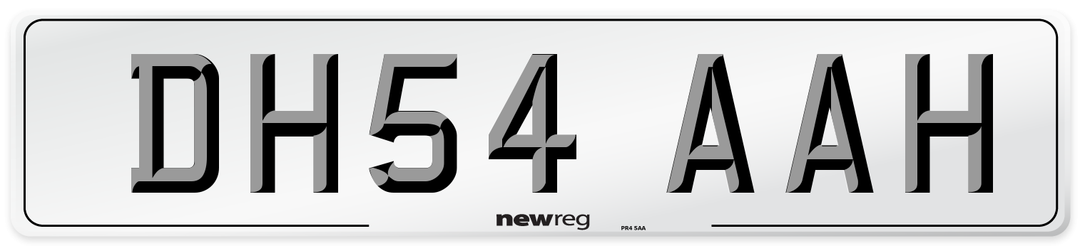 DH54 AAH Number Plate from New Reg